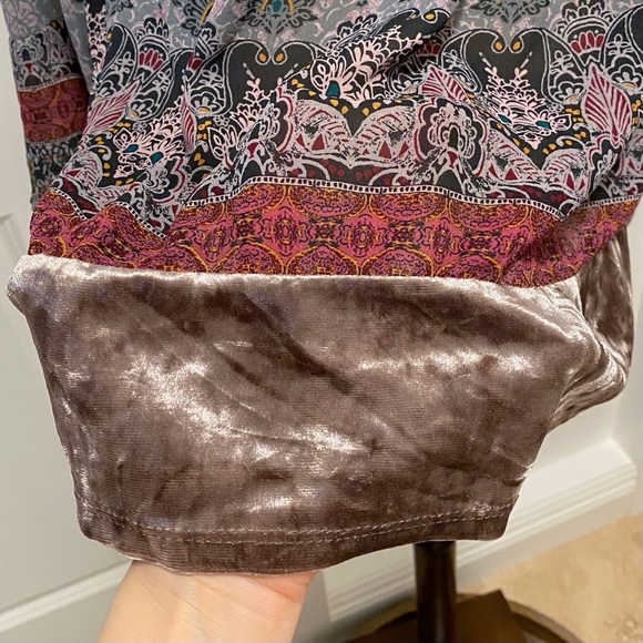 Knox Rose Boho Peasant Blouse XL Velvet Paisley Tassels Statement Sleeves Fairy - Picture 11 of 15